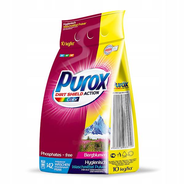 PUROX 10KG PROSZEK DO PRANIA KOLOR FOLIA