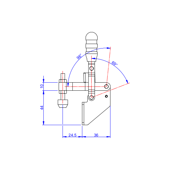 Dociskacz pionowy 100 kg -  STAL CYNKOWANA