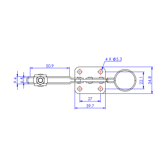 Dociskacz poziomy  68 kg - STAL CYNKOWANA