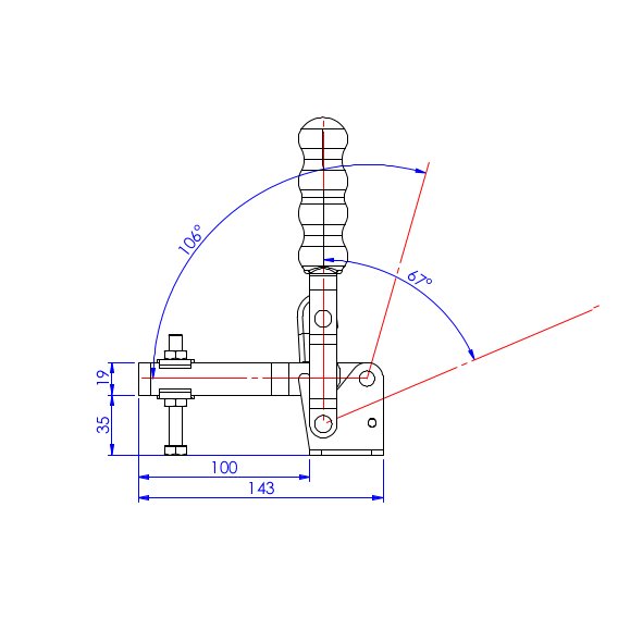 Dociskacz pionowy 300 kg - STAL CYNKOWANA