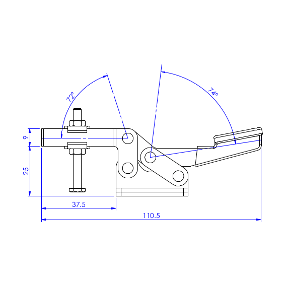 Dociskacz poziomy  30 kg - STAL CYNKOWANA