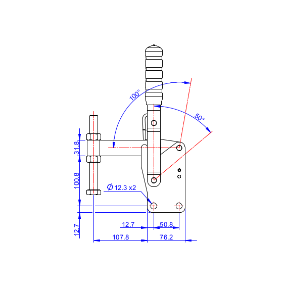 Dociskacz pionowy 550 kg - STAL CYNKOWANA