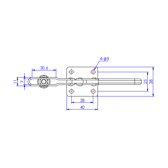 Dociskacz poziomy 100 kg - STAL CYNKOWANA