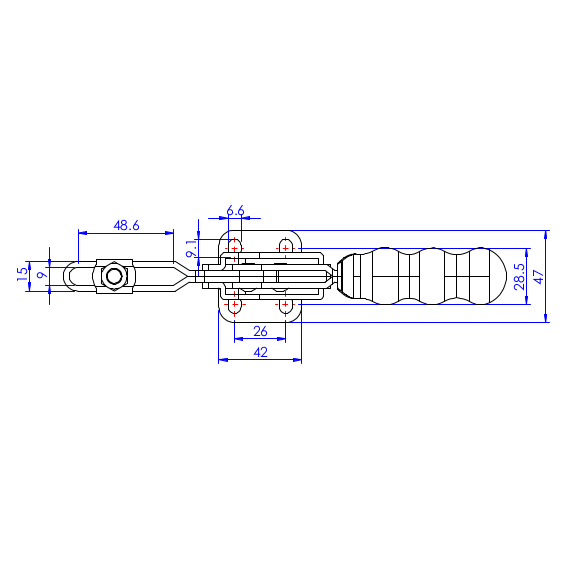 Dociskacz poziomy 250 kg - STAL CYNKOWANA