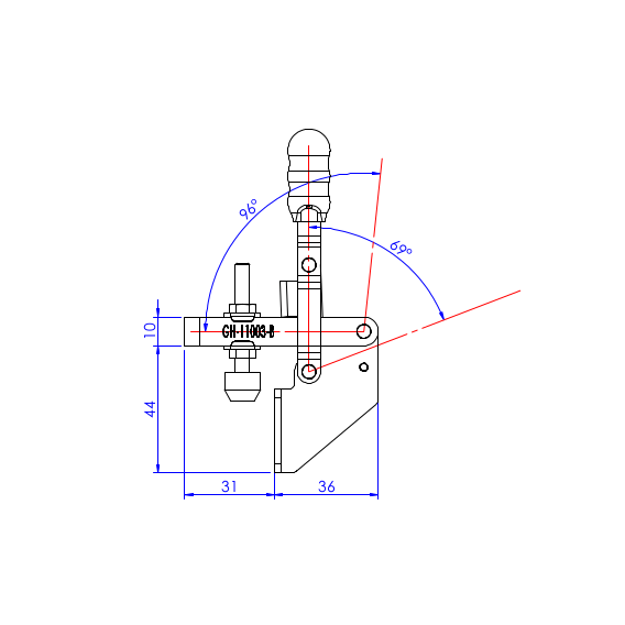 Dociskacz pionowy 100 kg -  STAL CYNKOWANA