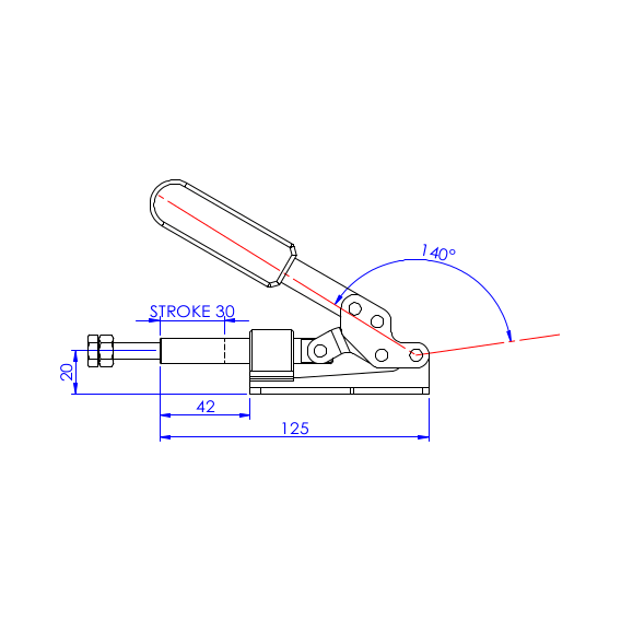 Dociskacz suwakowy  180 kg - STAL CYNKOWANA