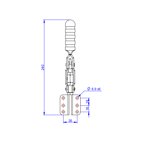 Dociskacz pionowy 300 kg -  STAL CYNKOWANA
