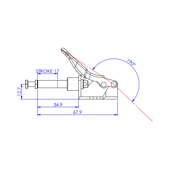 Dociskacz suwakowy   45 kg - STAL NIERDZEWNA