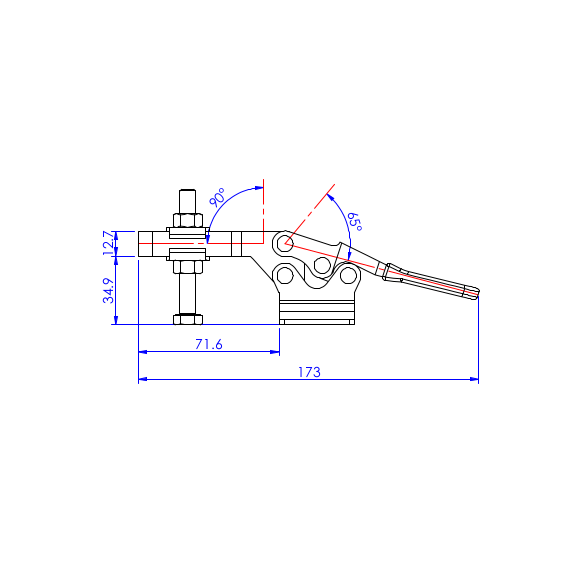 Dociskacz poziomy 227 kg - STAL NIERDZEWNA