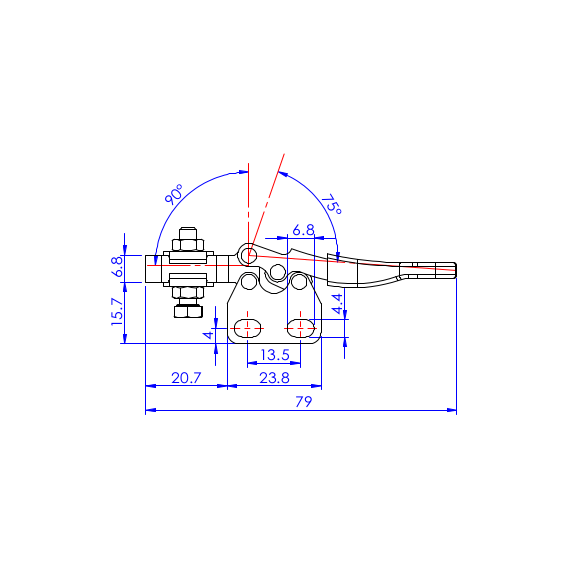 Dociskacz poziomy  50 kg - STAL CYNKOWANA