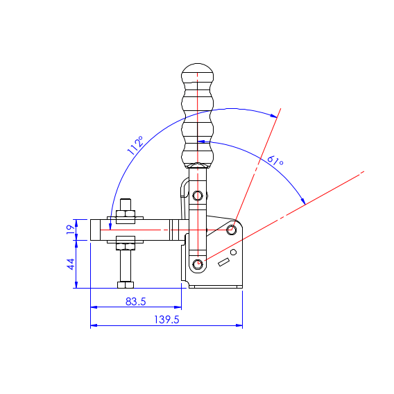 Dociskacz pionowy 340 kg - STAL NIERDZEWNA