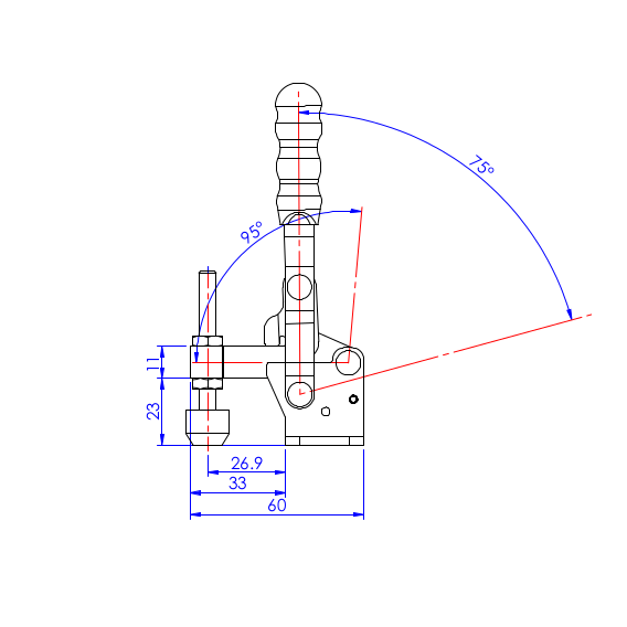 Dociskacz pionowy 150 kg - STAL CYNKOWANA