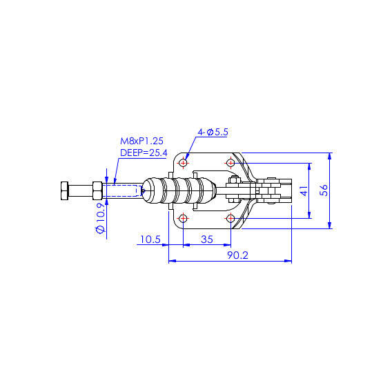 Dociskacz suwakowy  136 kg - STAL NIERDZEWNA