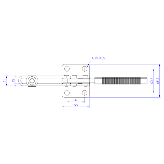 Dociskacz poziomy 500 kg - STAL CYNKOWANA