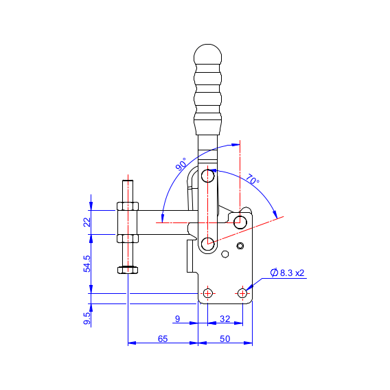 Dociskacz pionowy 350 kg - STAL CYNKOWANA