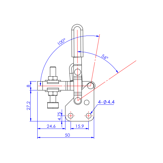 Dociskacz pionowy   50 kg - STAL CYNKOWANA