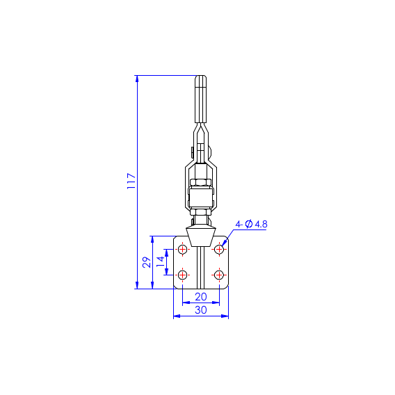 Dociskacz pionowy 100 kg -  STAL CYNKOWANA