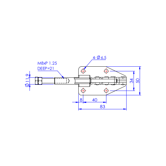 Dociskacz suwakowy  180 kg - STAL CYNKOWANA