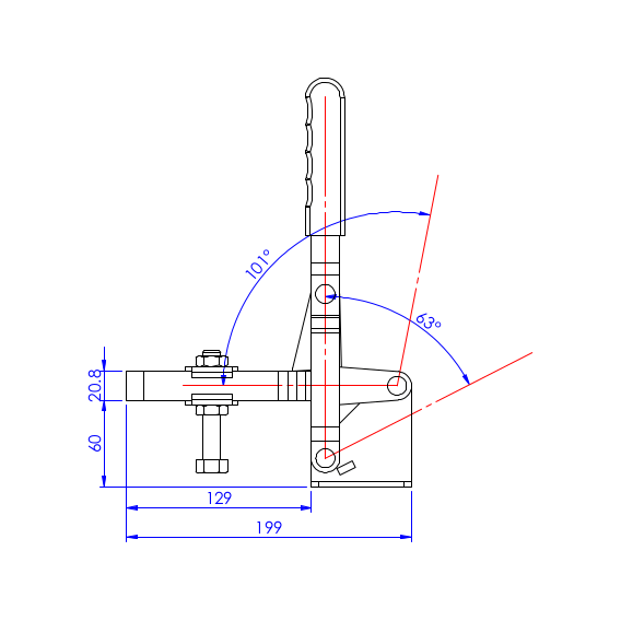 Dociskacz pionowy 450 kg - STAL CYNKOWANA