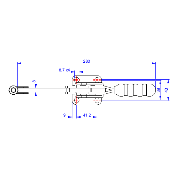 Dociskacz poziomy 350 kg - STAL CYNKOWANA