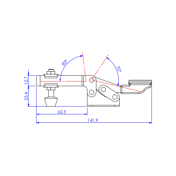 Dociskacz poziomy  68 kg - STAL CYNKOWANA