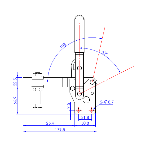 Dociskacz pionowy 450 kg - STAL CYNKOWANA
