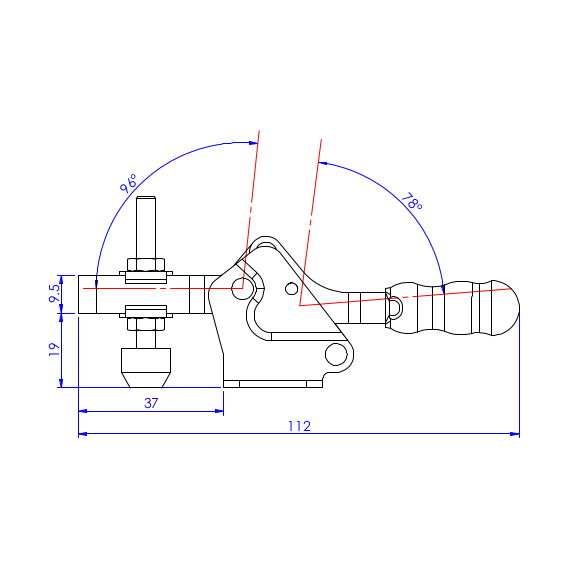 Dociskacz poziomy  75 kg - STAL NIERDZEWNA
