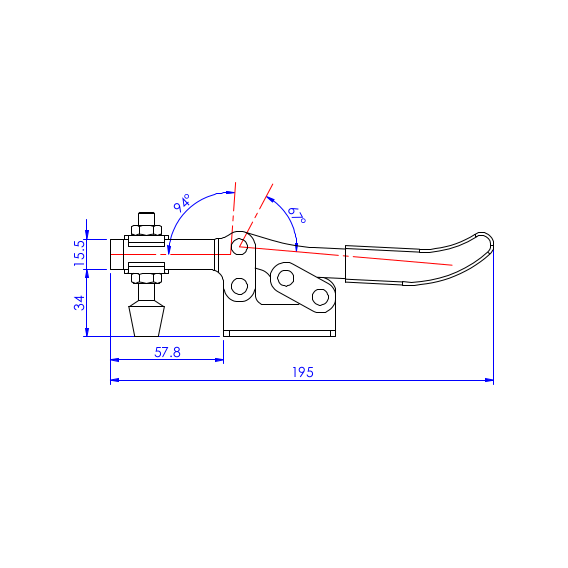 Dociskacz poziomy 227 kg - STAL CYNKOWANA
