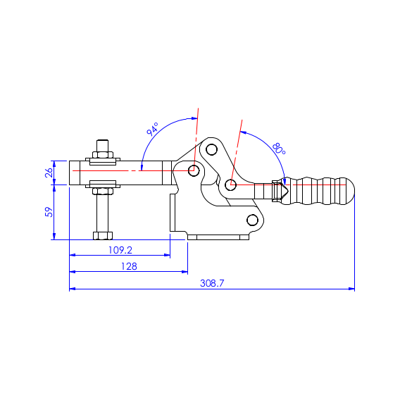Dociskacz poziomy 450 kg - STAL CYNKOWANA