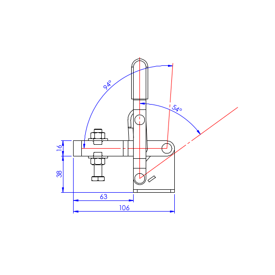 Dociskacz pionowy 200 kg - STAL NIERDZEWNA
