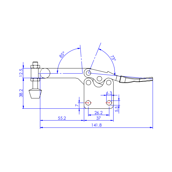 Dociskacz poziomy  90 kg - STAL CYNKOWANA