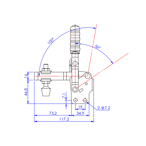 Dociskacz pionowy 227 kg - STAL CYNKOWANA