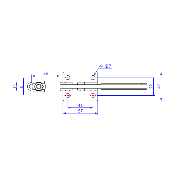 Dociskacz poziomy 227 kg - STAL NIERDZEWNA