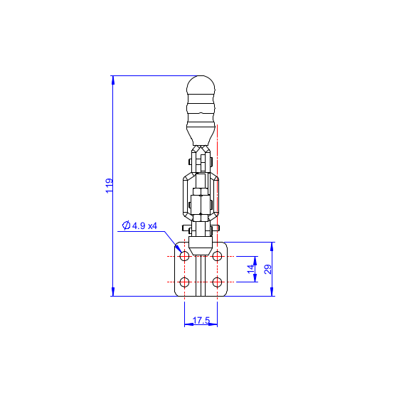 Dociskacz pionowy 100 kg -  STAL CYNKOWANA