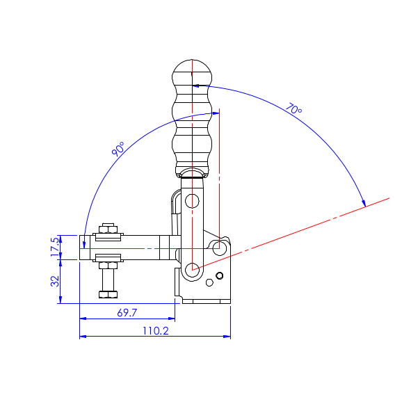 Dociskacz pionowy 250 kg - STAL CYNKOWANA