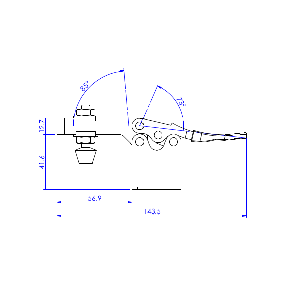 Dociskacz poziomy  90 kg - STAL CYNKOWANA