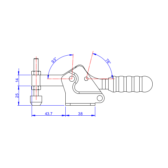 Dociskacz poziomy 150 kg - STAL CYNKOWANA