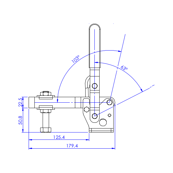 Dociskacz pionowy 450 kg - STAL CYNKOWANA
