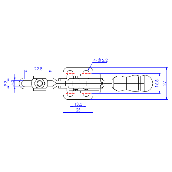 Dociskacz poziomy  75 kg - STAL NIERDZEWNA