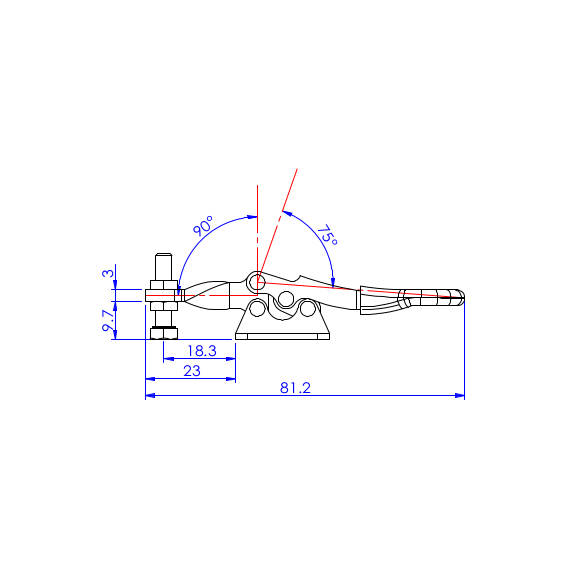 Dociskacz poziomy  38 kg - STAL CYNKOWANA