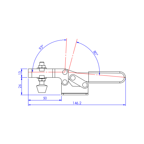 Dociskacz poziomy 100 kg - STAL CYNKOWANA