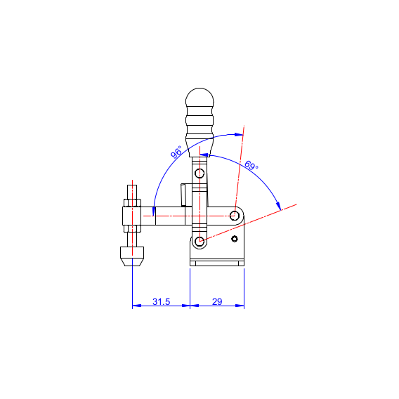 Dociskacz pionowy 100 kg - STAL CYNKOWANA