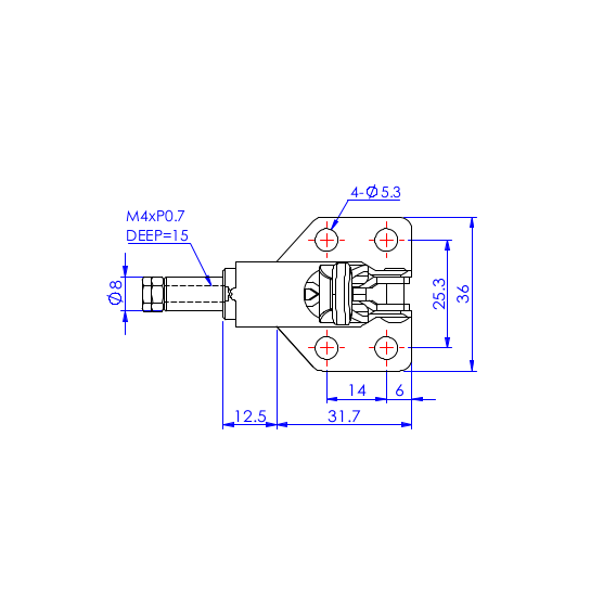 Dociskacz suwakowy   50 kg - STAL CYNKOWANA