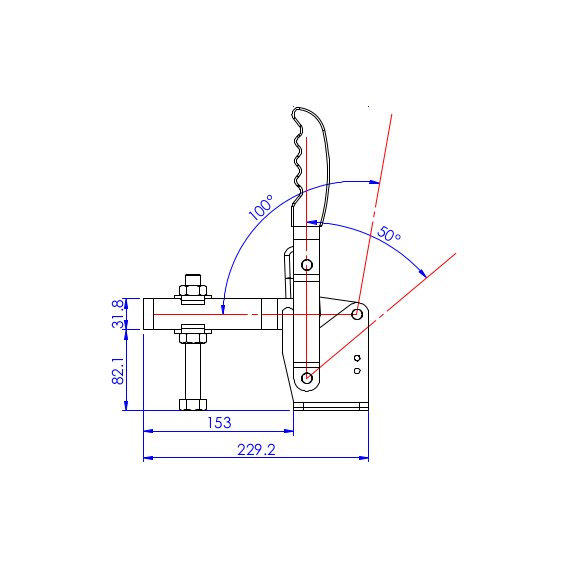 Dociskacz pionowy 550 kg - STAL CYNKOWANA