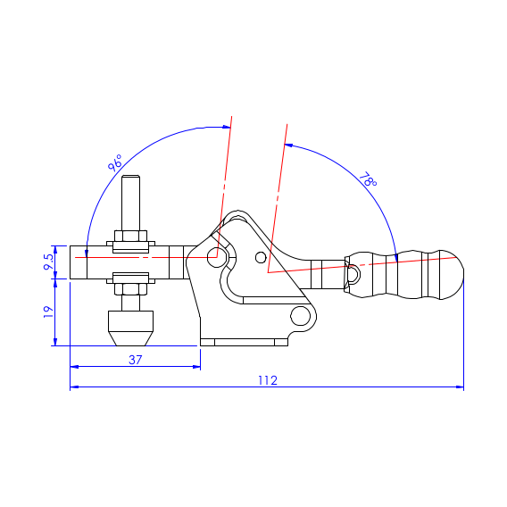 Dociskacz poziomy  75 kg - STAL CYNKOWANA