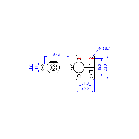 Dociskacz pionowy 340 kg - STAL NIERDZEWNA