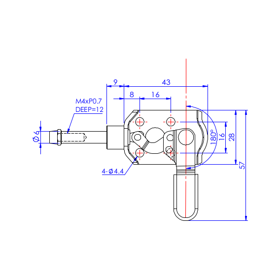 Dociskacz suwakowy   45 kg - STAL CYNKOWANA