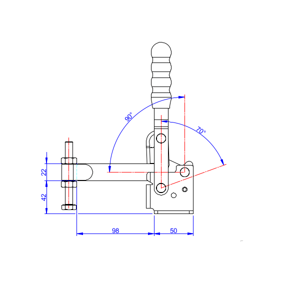 Dociskacz pionowy 350 kg - STAL CYNKOWANA