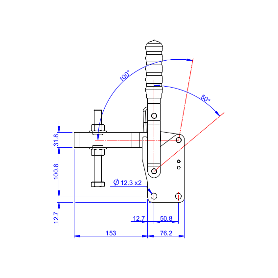 Dociskacz pionowy 550 kg - STAL CYNKOWANA
