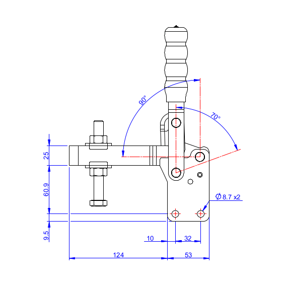 Dociskacz pionowy 450 kg - STAL CYNKOWANA